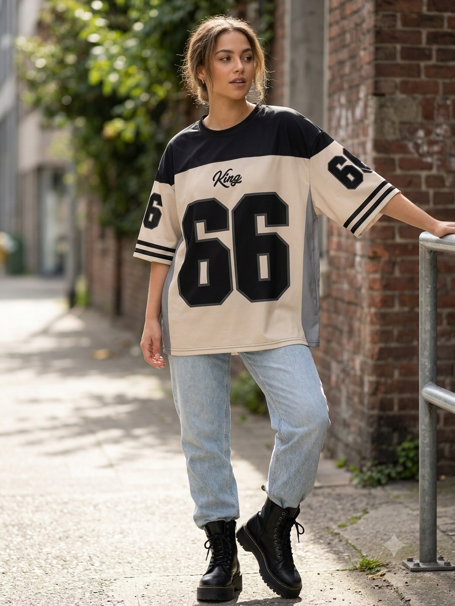 KSHS Women's Casual Printed Round Neck Oversized T-Shirt