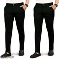 Cotton Blend Black Trouser for Men Pack of 2...
